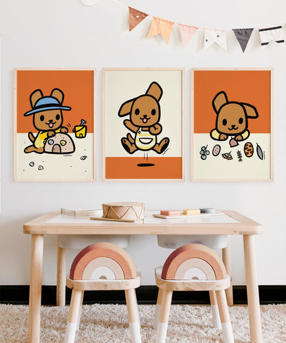 Bring a touch of modern Australia into your child's room with this kangaroo art se